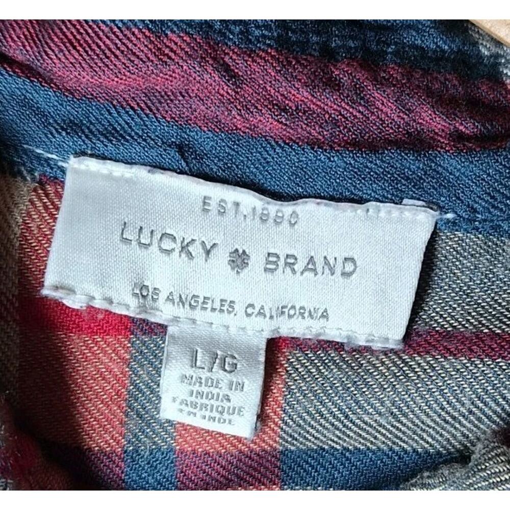 Lucky Brand Tunic Shirt Top Women Medium Button Up‎ Long Sleeve Long Tail - M - Picture 3 of 8